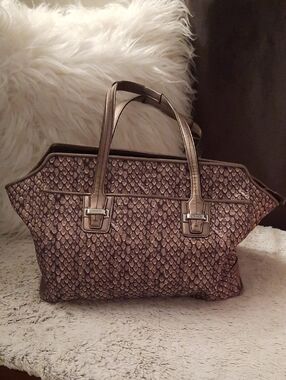 Coach Bronze Textured Tote with Dual Top Handles